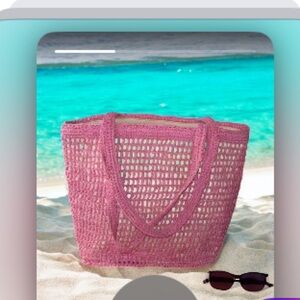 Madewell Pink and Cream Crochet Tote